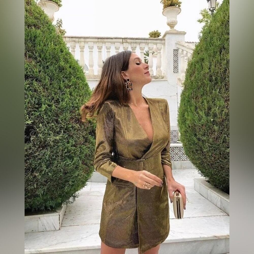 Zara Metallic Mini Dress Birthday Girl Vegas Core